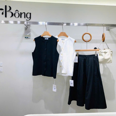 Chân váy midi COS đen dư xịn túi 2 bên