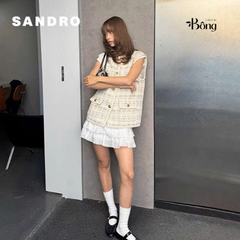 Chân váy Sandro lụa trắng mini tầng (set 20cs tách)