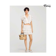 Chân váy Sandro lụa trắng mini tầng (set 20cs tách)