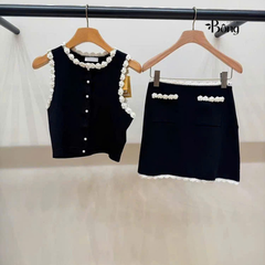 Chân váy dệt kim Sandro mini viền (Set2pcs tách)