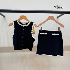 Chân váy dệt kim Sandro mini viền (Set2pcs tách)