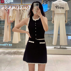 Chân váy dệt kim Sandro mini viền (Set2pcs tách)