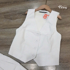 Set Áo gile kẻ + short đũi  8 seconds khuy bọc