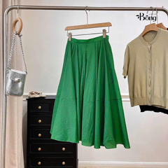 Chân váy midi COS xoè 2 màu chất poly