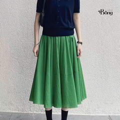 Chân váy midi COS xoè 2 màu chất poly