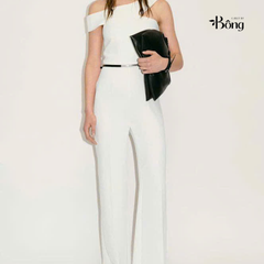 Jump suit Mango trắng trễ vai