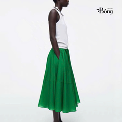 Chân váy midi COS xoè 2 màu chất poly