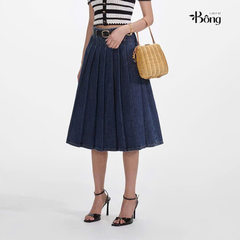 Chân váy Midi Denim xếp ly