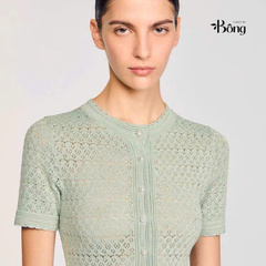 Váy Sandro maxi màu xanh ánh kim tuyến