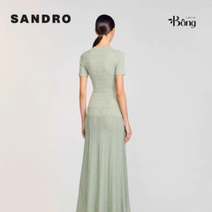 Váy Sandro maxi màu xanh ánh kim tuyến