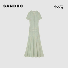 Váy Sandro maxi màu xanh ánh kim tuyến