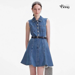 Váy jeans Self Portrait khuy đá kèm belt