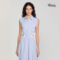 Đầm maxi thêu sọc