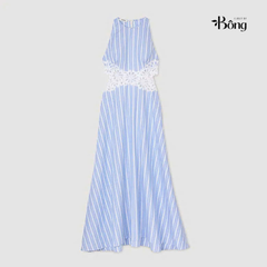 Đầm maxi kẻ sọc phối ren
