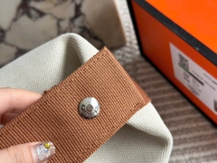 Túi Hermes quai nâu canvas thêu logo