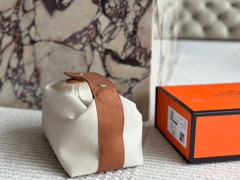 Túi Hermes quai nâu canvas thêu logo