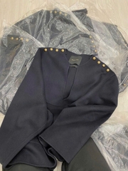 Coat dạ ép Massimo Dutti cổ V khuy vai