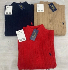 POLO RALPH LAUREN CABLE-KNIT COTTON QUARTER-ZIP SWEATER