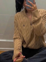POLO RALPH LAUREN CABLE-KNIT COTTON QUARTER-ZIP SWEATER
