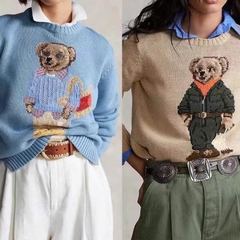 Áo len Polo PL màu da bò logo Gấu xách túi