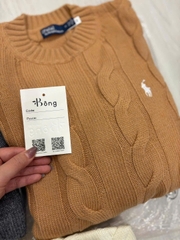 Áo len Polo cổ tròn vặn thừng to 3 màu