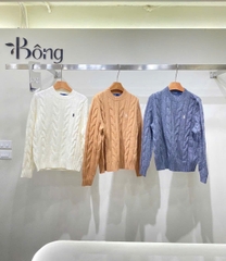Áo len Polo cổ tròn vặn thừng to 3 màu