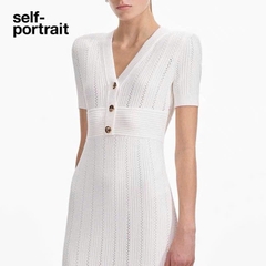 Váy len Sel-Portrait đệm vai ngắn tay 2 màu