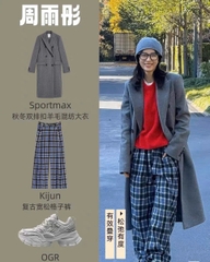 Longcoat dạ Sandro màu lông chuột cổ bẻ