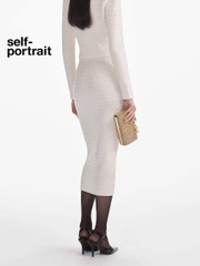 Set Sel-Portrait CDG + Chân váy bút chì trắng 4 túi trước viền đá vàng