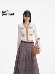 Set Sel-Portrait CDG + Chân váy bút chì trắng 4 túi trước viền đá vàng