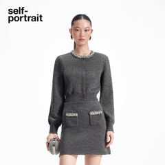 Chân váy len Sel-Portrait viền đá dáng mini (set 2pcs không tách)