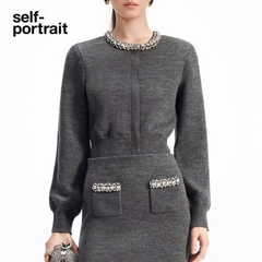 Chân váy len Sel-Portrait viền đá dáng mini (set 2pcs không tách)