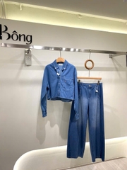 Áo denim Croptop Sandro cổ đức