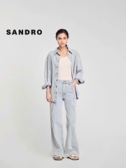 Quần denim Sandro suông bling đá lượn sóng (3pcs tách set)