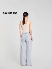 Quần denim Sandro suông bling đá lượn sóng (3pcs tách set)