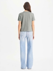 Tshirt Tory Burch màu rêu cổ tròn hoạ tiết