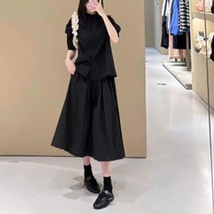 Chân váy midi COS đen dư xịn túi 2 bên