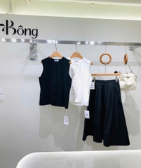 Chân váy midi COS đen dư xịn túi 2 bên