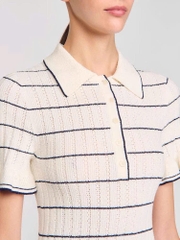 Đầm maxi dệt kim cổ polo