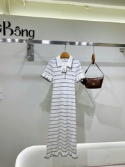 Đầm maxi dệt kim cổ polo
