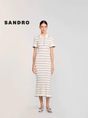 Đầm maxi dệt kim cổ polo
