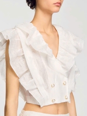 Áo Croptop nhún bèo Sandro