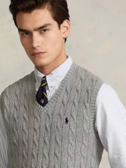 Áo gilett len Polo RL cổ V vặn thừng 2 màu