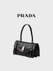 Túi Prada da trơn chữ nhật logo trắng