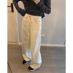 Quần denim COS suông màu kem
