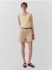 Quần short khaki CK màu beirge kèm belt co giãn 4 chiều