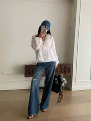Quần jeans suông Polo RL rách gối