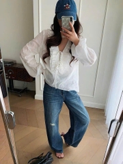 Quần jeans suông Polo RL rách gối
