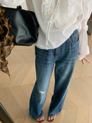 Quần jeans suông Polo RL rách gối