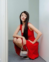 Váy dệt kim Maje đỏ dáng A xoè